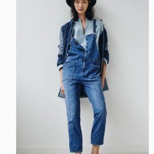 Madewell Dungaree Denim zipper front Overalls XS